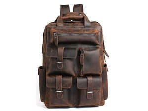 brown leather laptop backpack bag