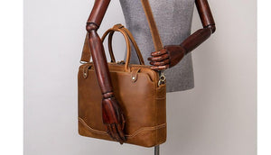 Mens Vintage Leather Messenger Briefcase LeatherMega