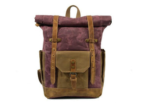 Waxed Travel Canvas Backpack Mens Bag LeatherMega