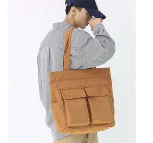canvas shoulder bags unisex brown 