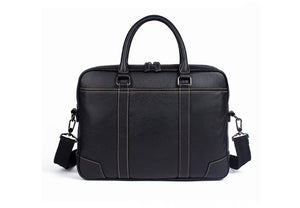 black leather messenger bag