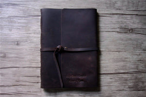 Handmade leather bound notebook