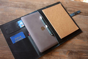 blue leather surface laptop case