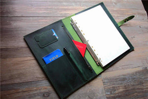 green leather binder 3 ring personalized