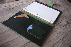 leather 3 rings binder organizer case