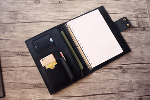 embossed leather binder zippered organizer