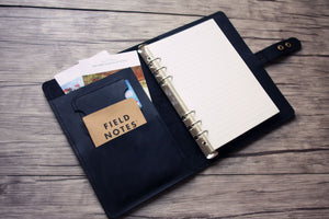 refillable black leather notebook