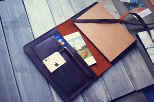 refillable leather notebook cover