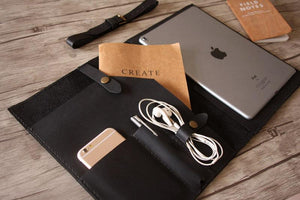 black leather designer ipad case