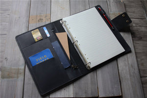 refillable black leather journal