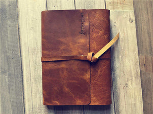 distressed leather notebook